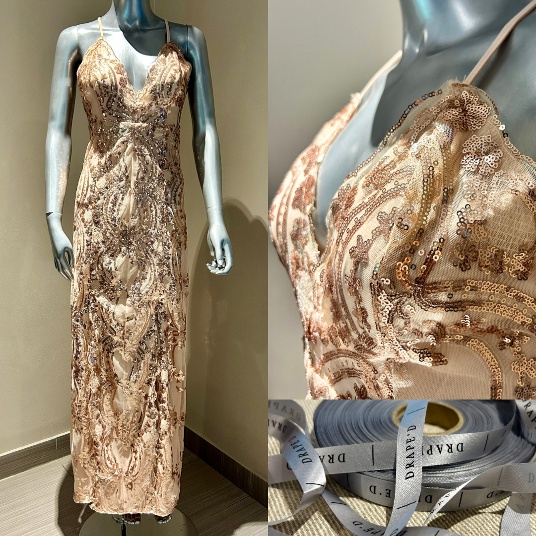 Harlow gold dress for hire in Cape Town