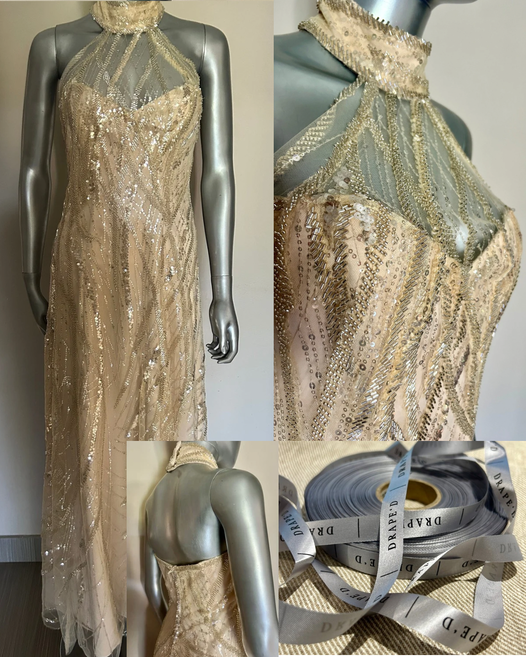 Madison gold dress for hire in Cape Town