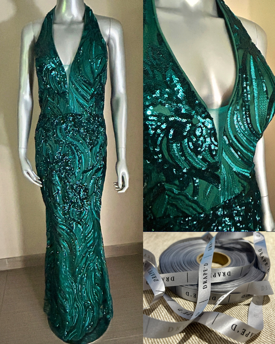 Cassian green dress for hire in Cape Town