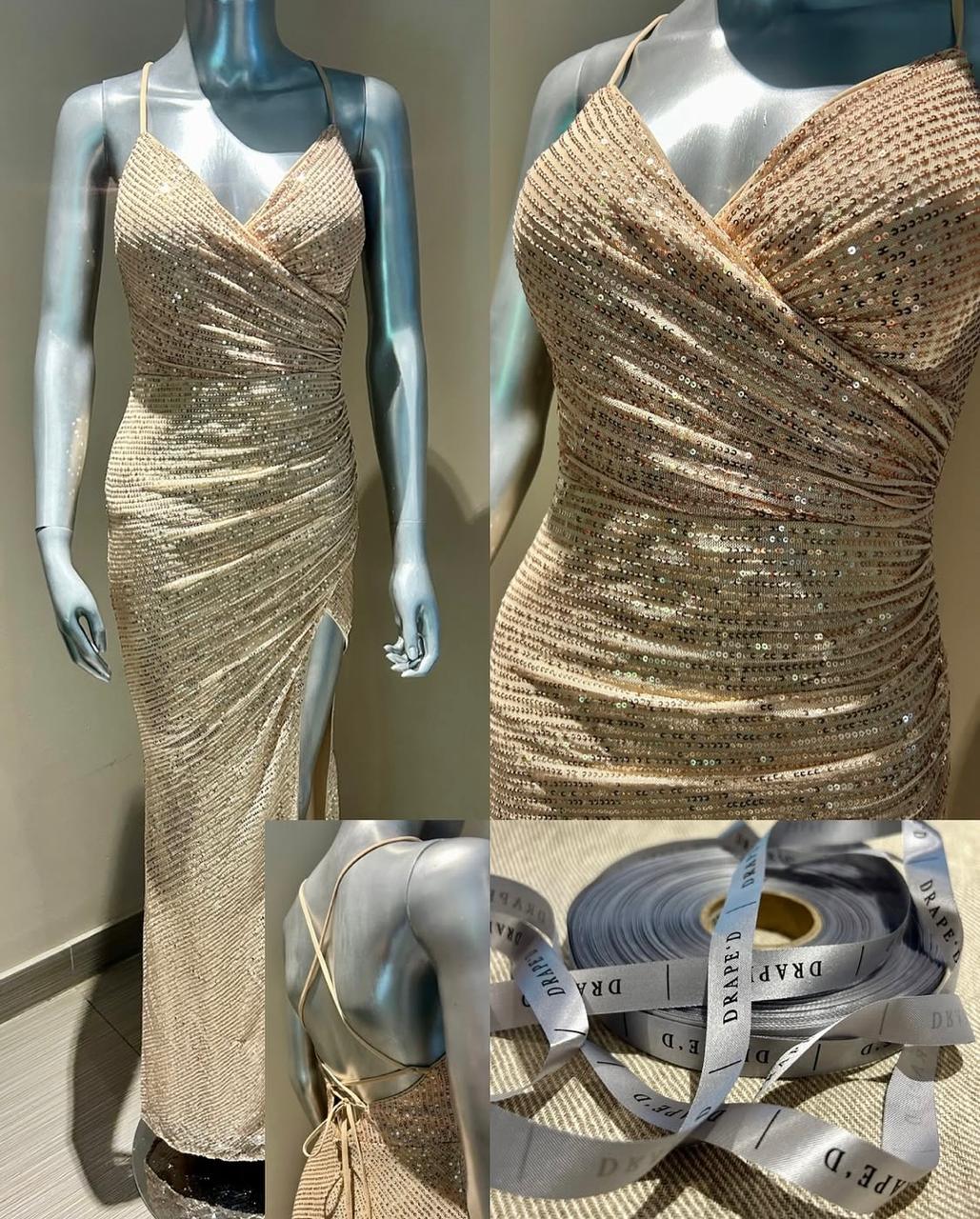 Adley gold dress for hire in Cape Town